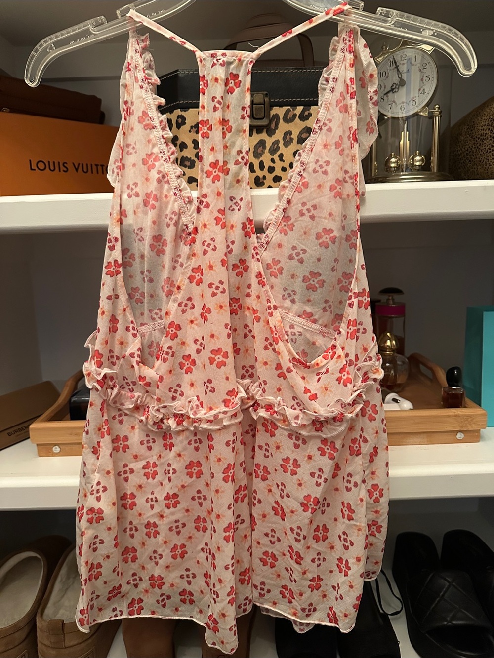 Free People Pink Floral Ruffle Tie-Front Top - Picture 4 of 4